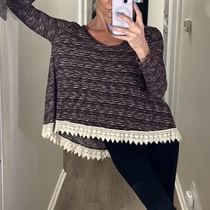 Altar’d State Long Sleeve Burgundy w lace